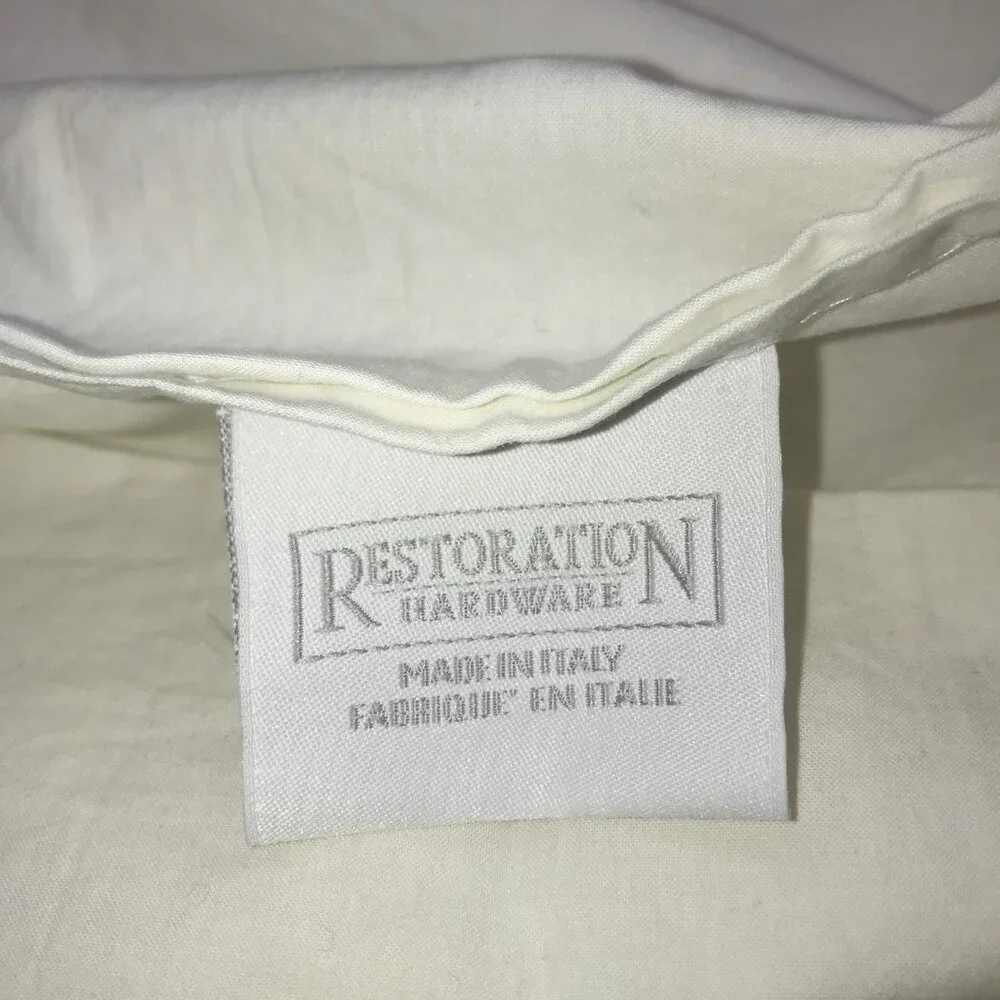 One Pair (Set of 2) Restoration Hardware Pillowcases QUEEN 100% Cotton ITALY